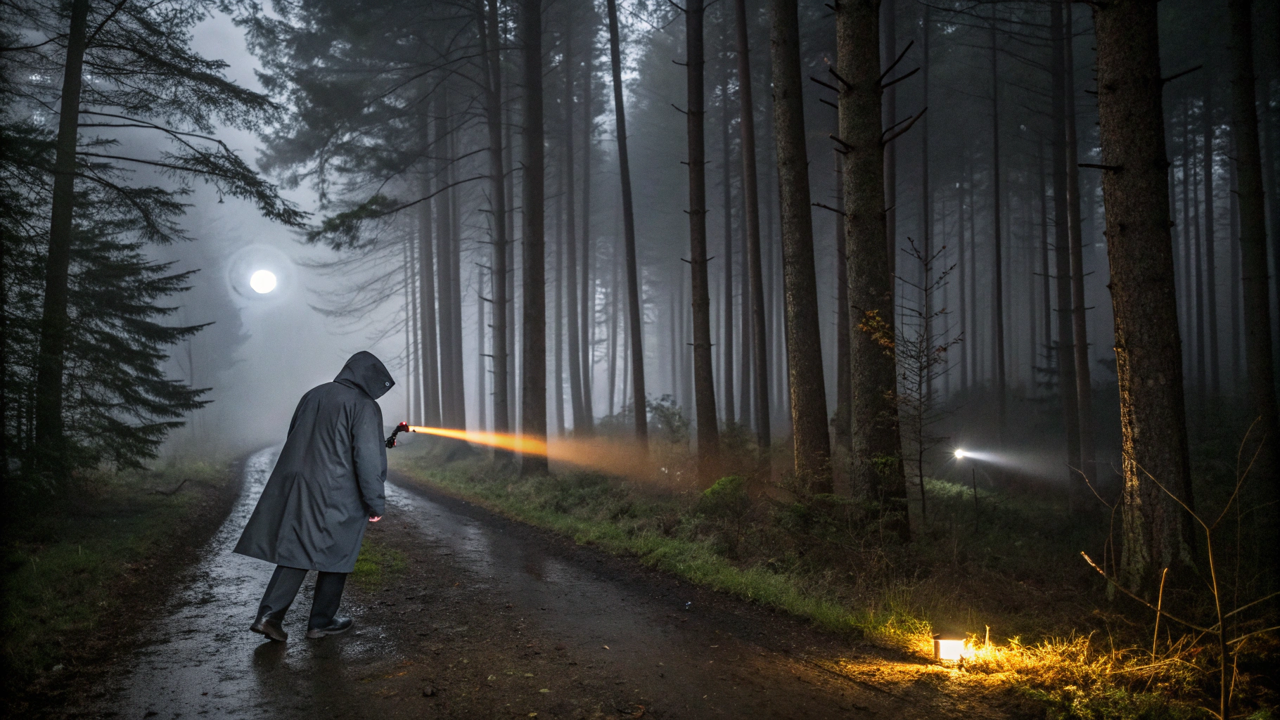 A man walking alone on a misty, winding path at dawn